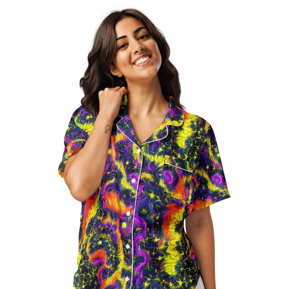 Nightfire Mosaic on Women's Short Sleeve Pajama Top — Front