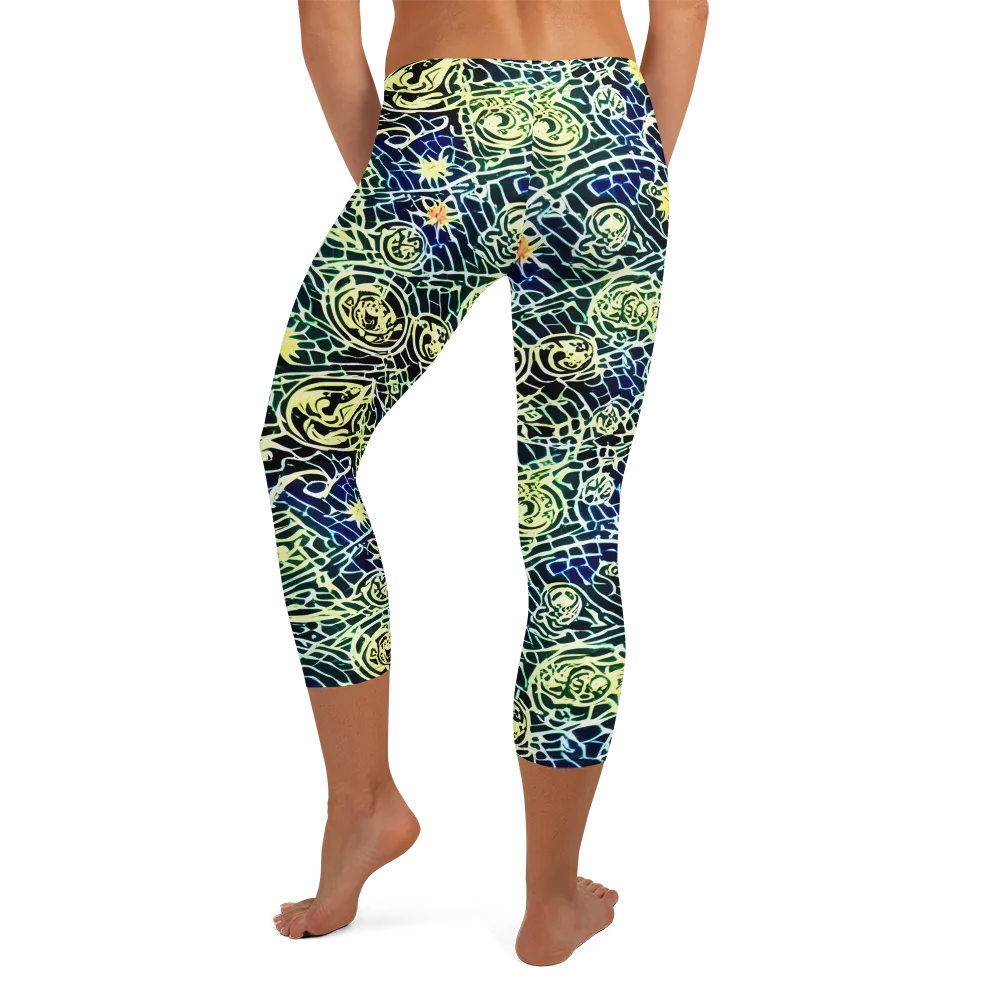 Midnight Watergarden on Capri Leggings — Back