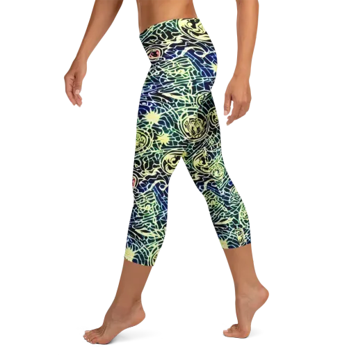 Midnight Watergarden on a Capri Leggings
