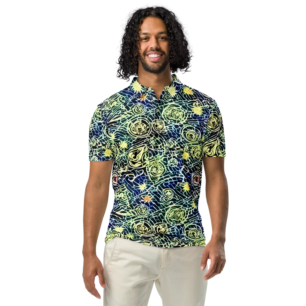 Midnight Watergarden on Men's Slim Fit Polo Shirt — Front