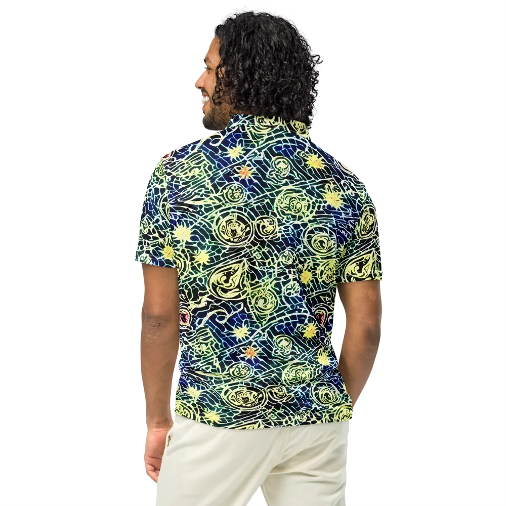 Midnight Watergarden on Men's Slim Fit Polo Shirt — Back