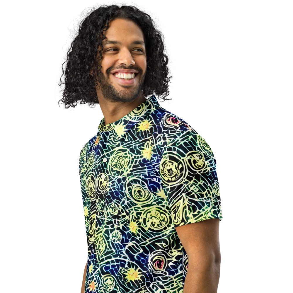 Midnight Watergarden on Men's Slim Fit Polo Shirt — Left Front
