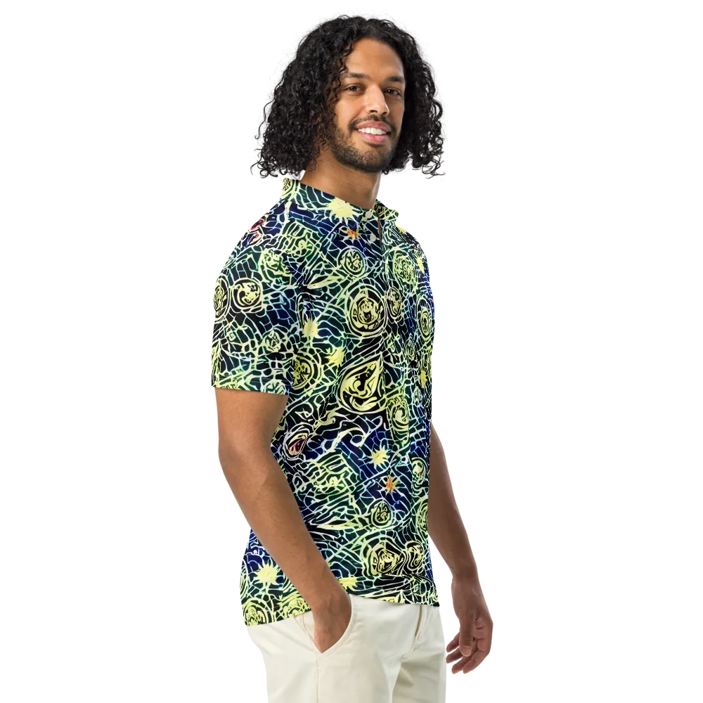 Midnight Watergarden on Men's Slim Fit Polo Shirt — Right Front