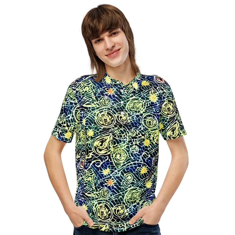 Midnight Watergarden on Men's Slim Fit Polo Shirt — Front