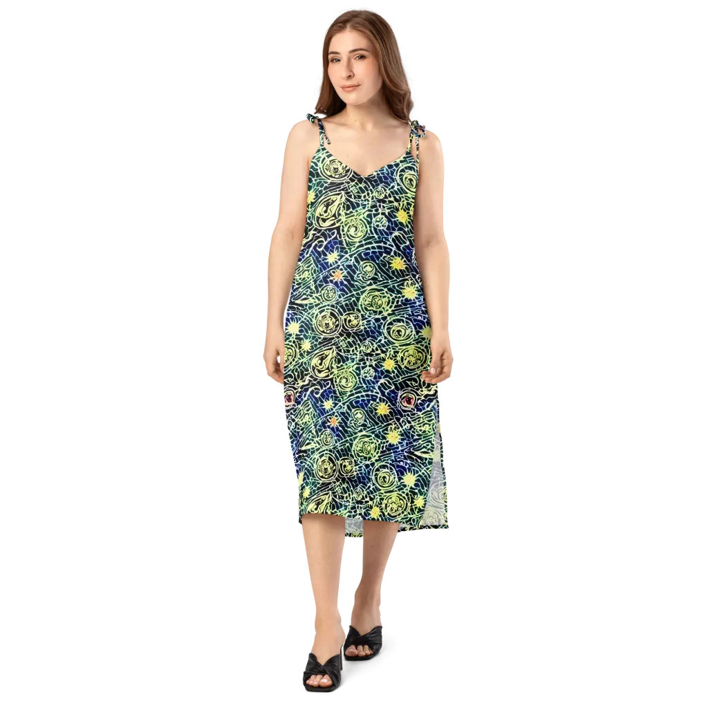 Midnight Watergarden on Slip Dress — Front
