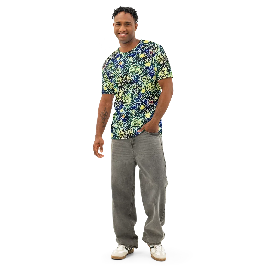 Midnight Watergarden on Men's Cotton Crew Neck T-Shirt — Front