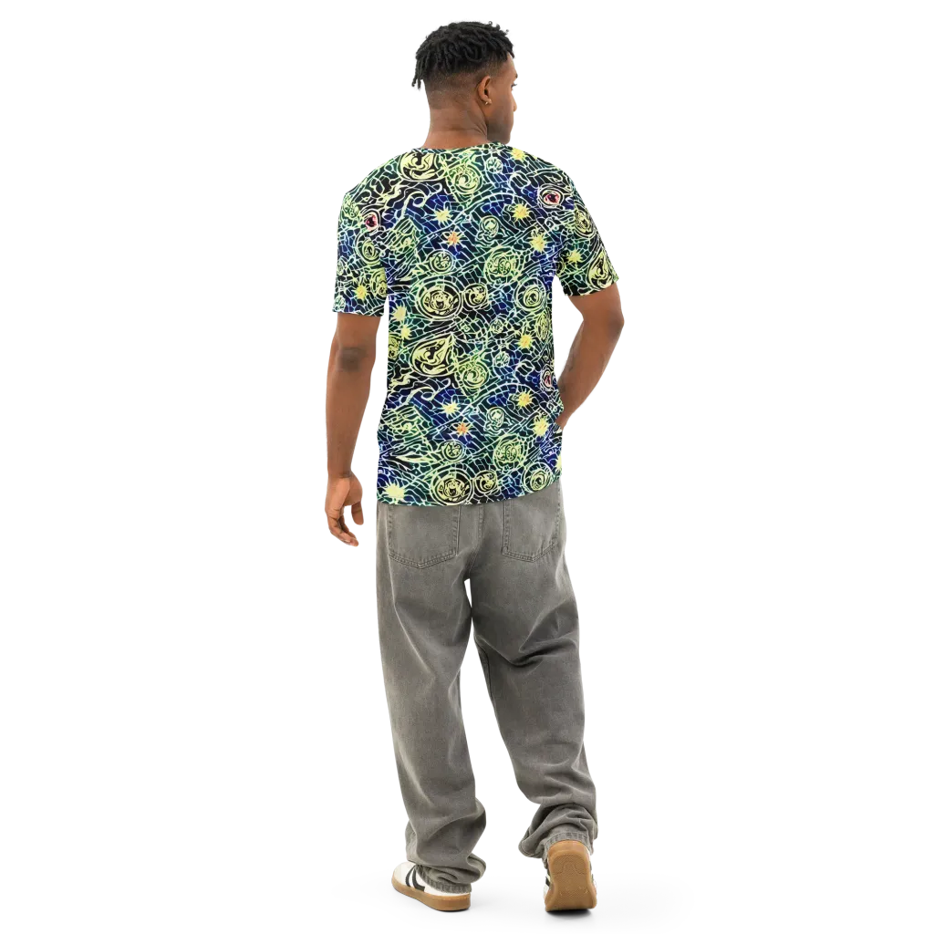Midnight Watergarden on Men's Cotton Crew Neck T-Shirt — Back