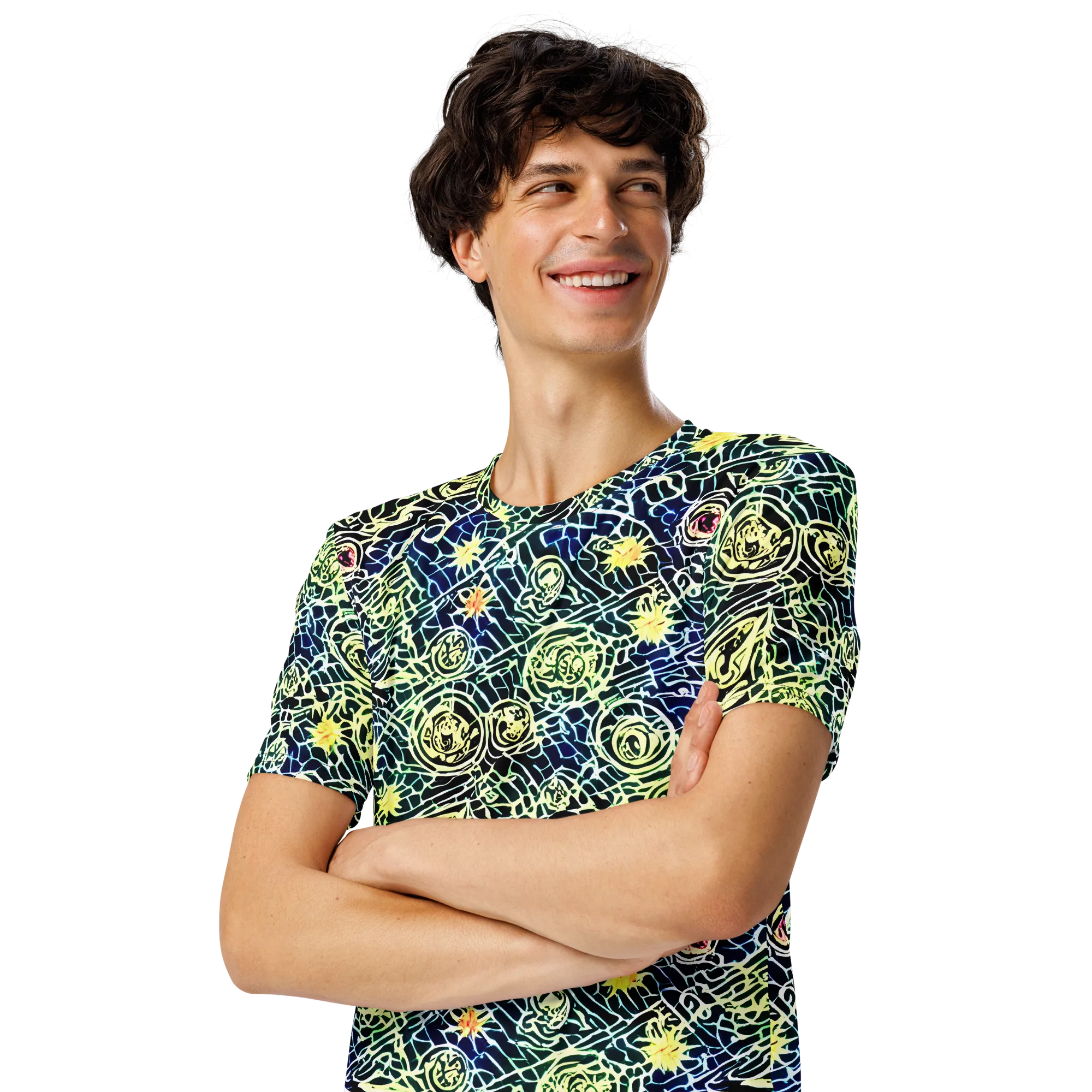 Midnight Watergarden on Men's Crew Neck T-Shirt — Left Front