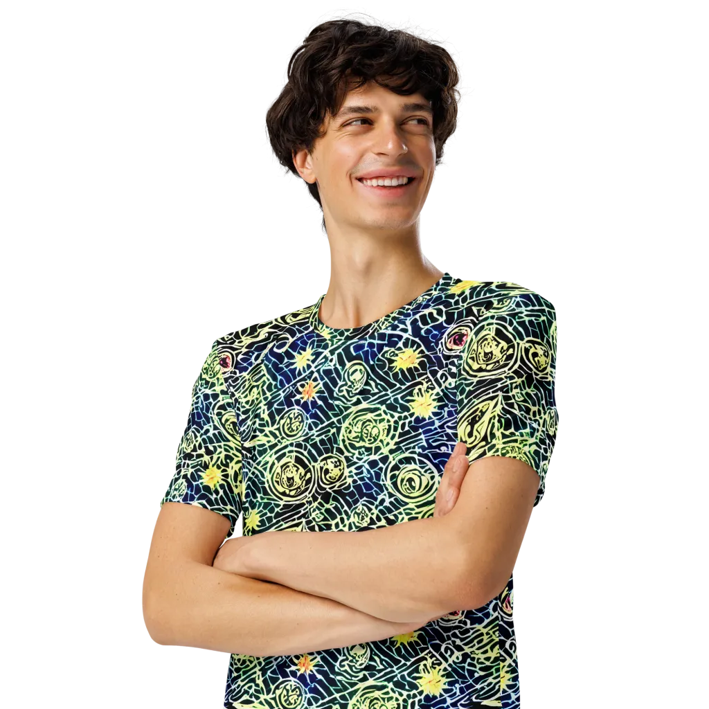 Midnight Watergarden on Men's Crew Neck T-Shirt — Left Front
