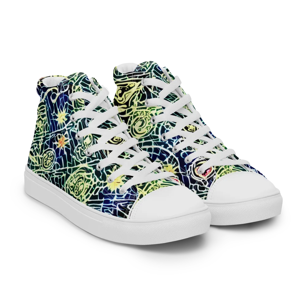 Midnight Watergarden on Men's High Top Canvas Shoes — Right Front