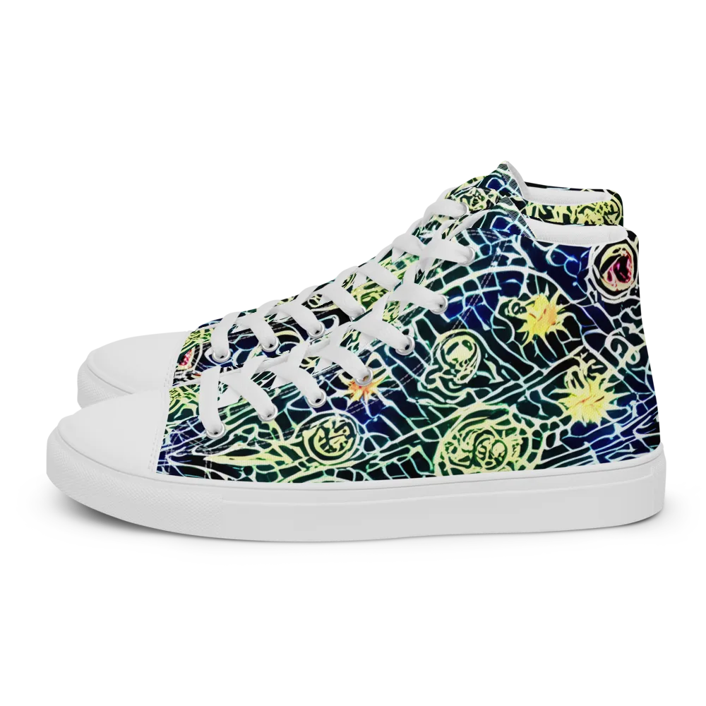 Midnight Watergarden on Men's High Top Canvas Shoes — Left