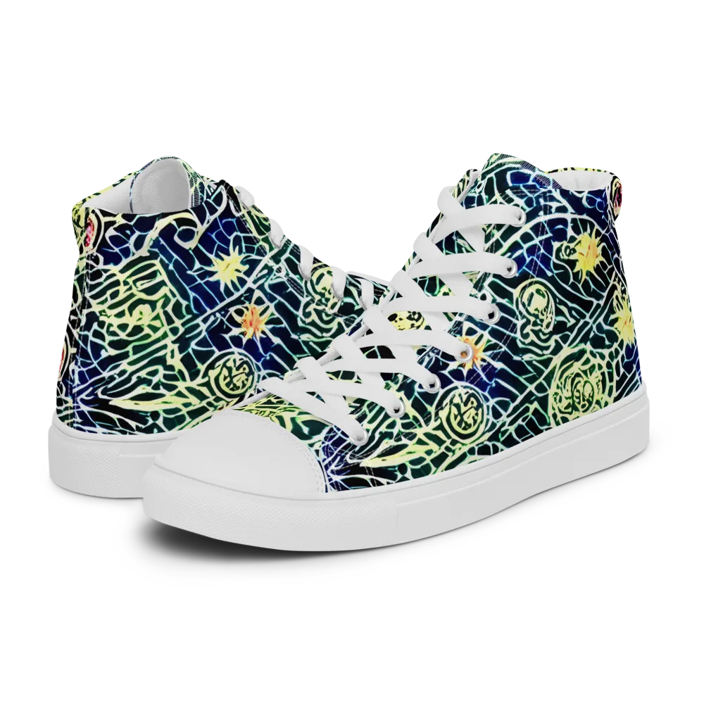Midnight Watergarden on Men's High Top Canvas Shoes — Left