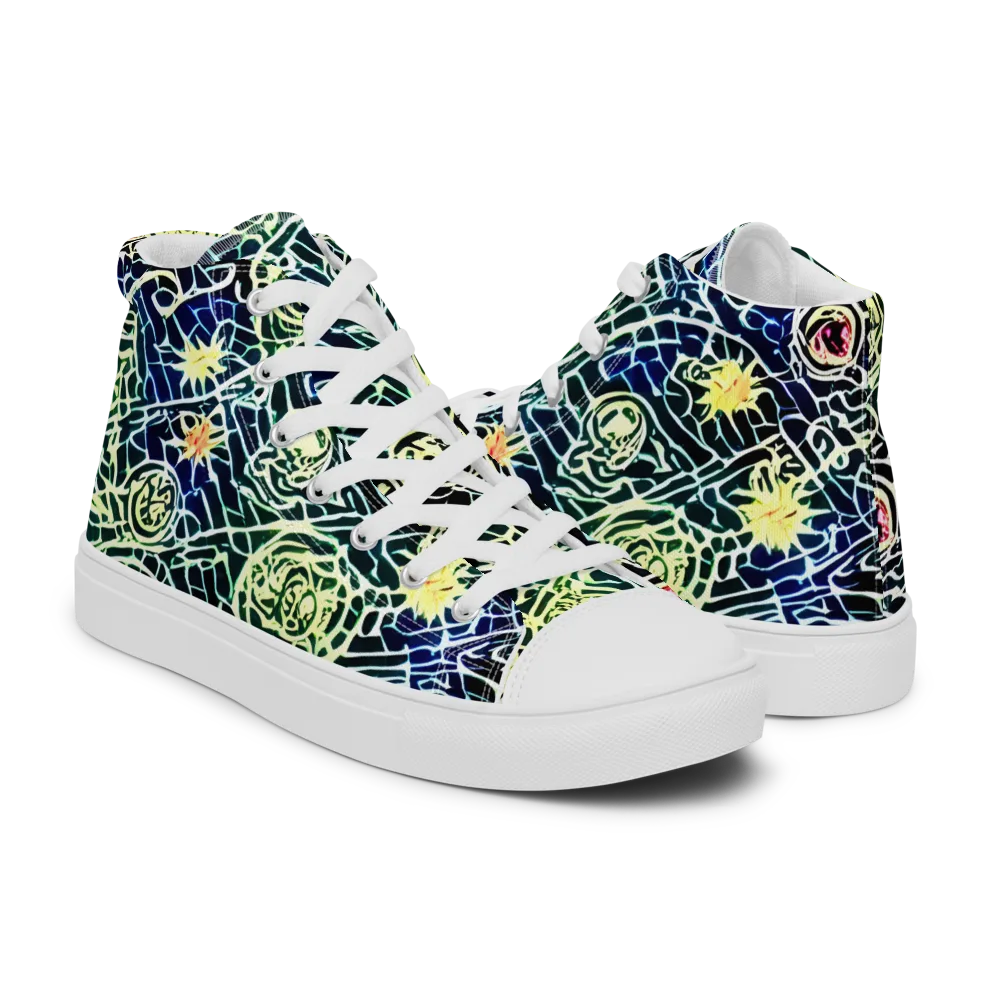 Midnight Watergarden on Men's High Top Canvas Shoes — Right