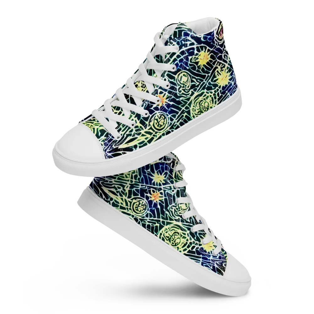 Midnight Watergarden on Men's High Top Canvas Shoes — Front