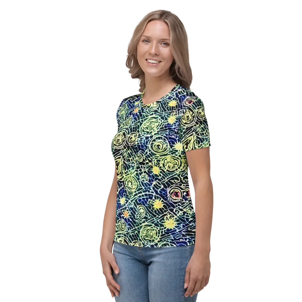 Midnight Watergarden on Women's Crew Neck T-Shirt — Left