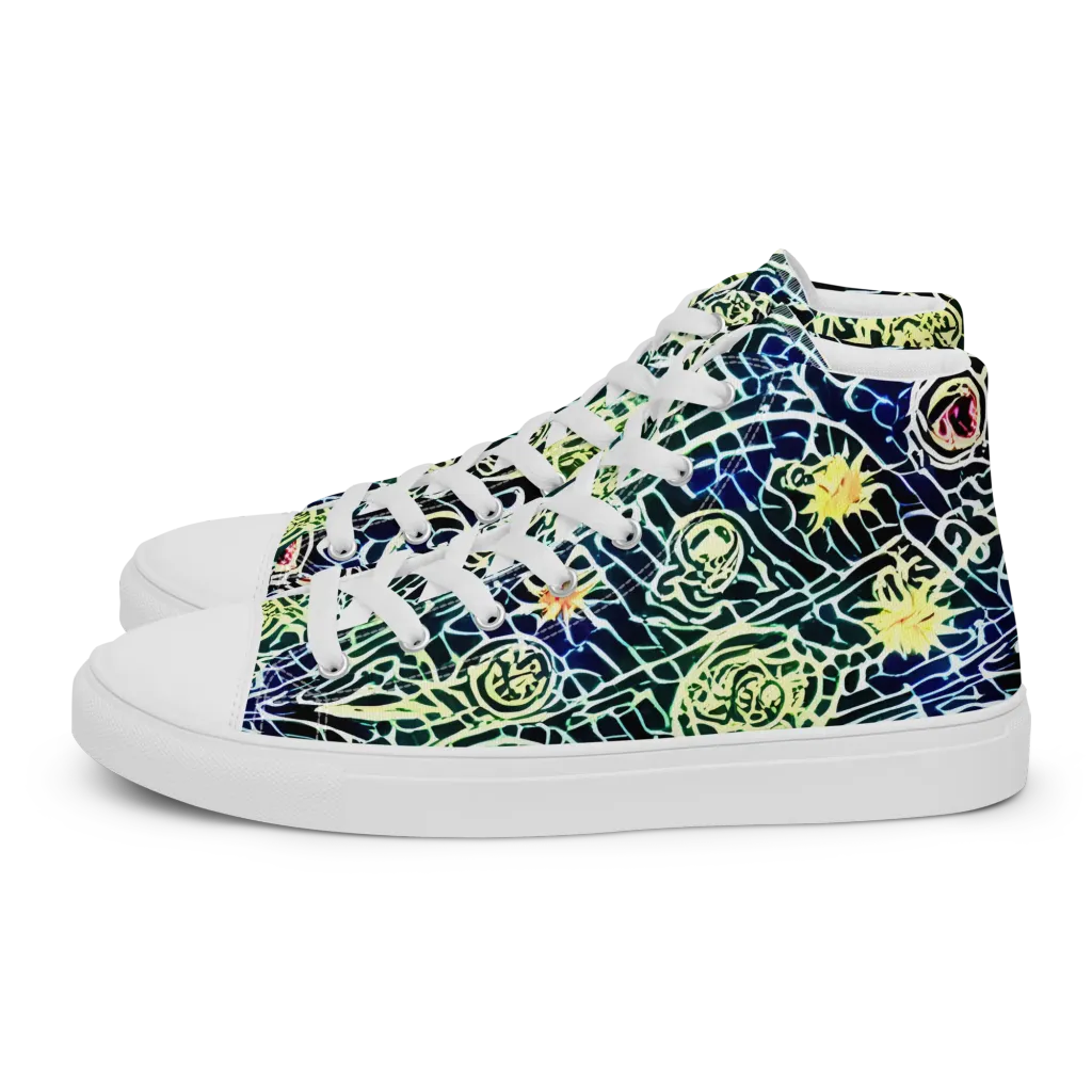Midnight Watergarden on Women's High Top Canvas Shoes — Left
