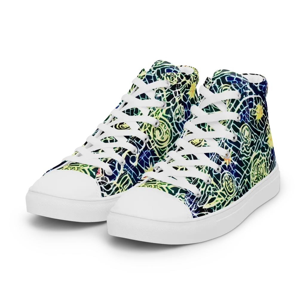 Midnight Watergarden on Women's High Top Canvas Shoes — Left Front