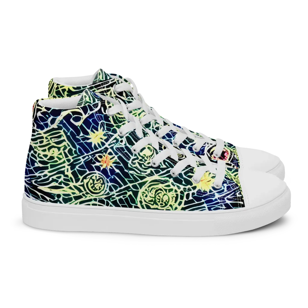 Midnight Watergarden on Women's High Top Canvas Shoes — Right