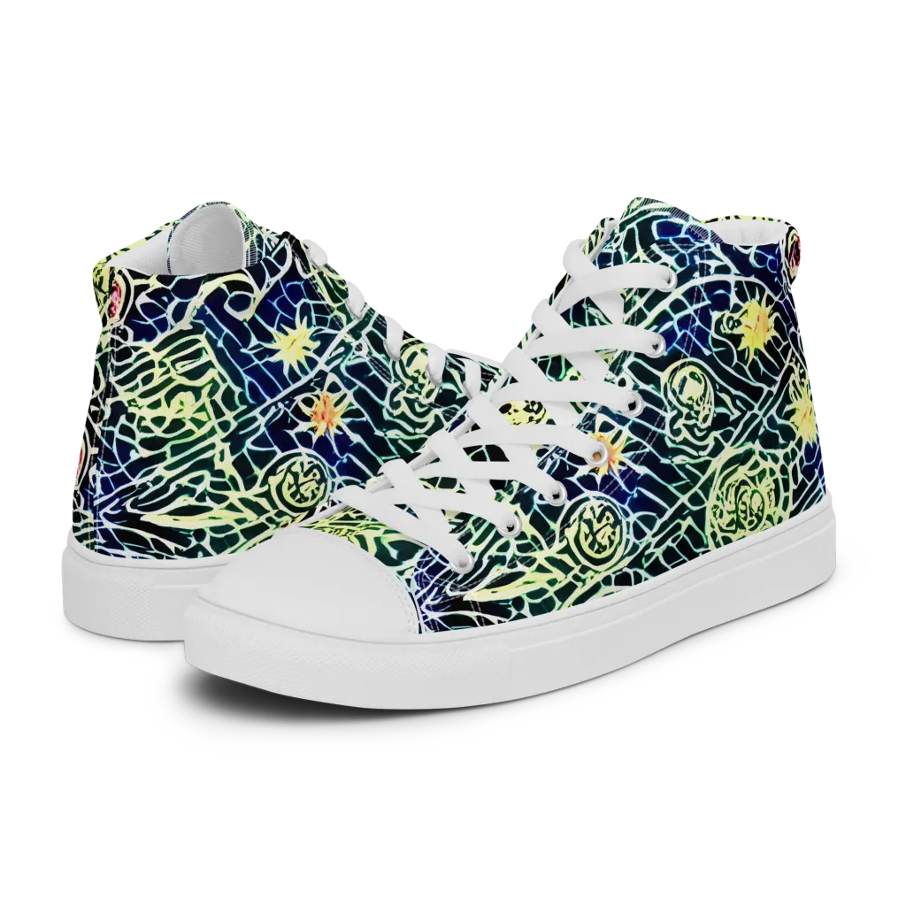 Midnight Watergarden on Women's High Top Canvas Shoes — Left
