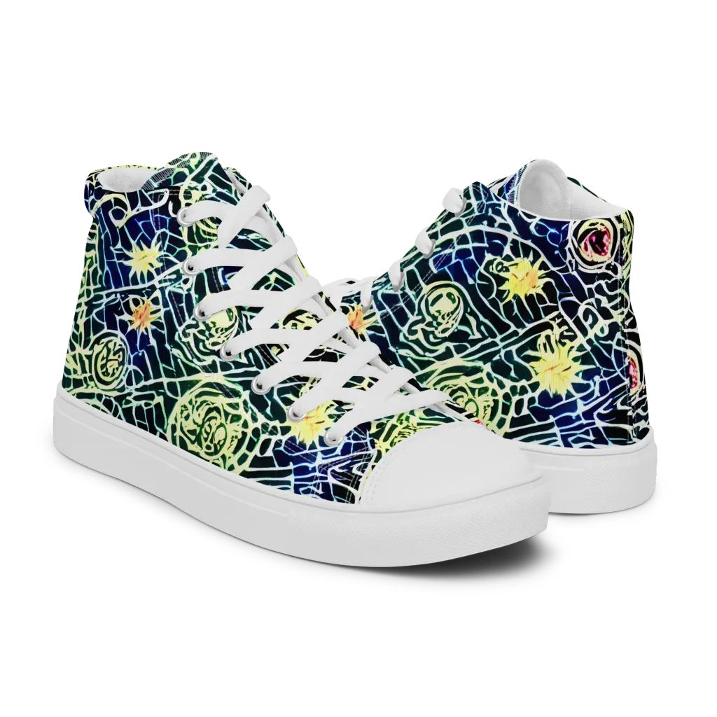 Midnight Watergarden on Women's High Top Canvas Shoes — Right