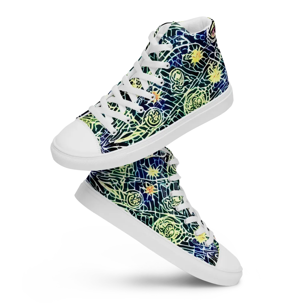 Midnight Watergarden on Women's High Top Canvas Shoes — Front