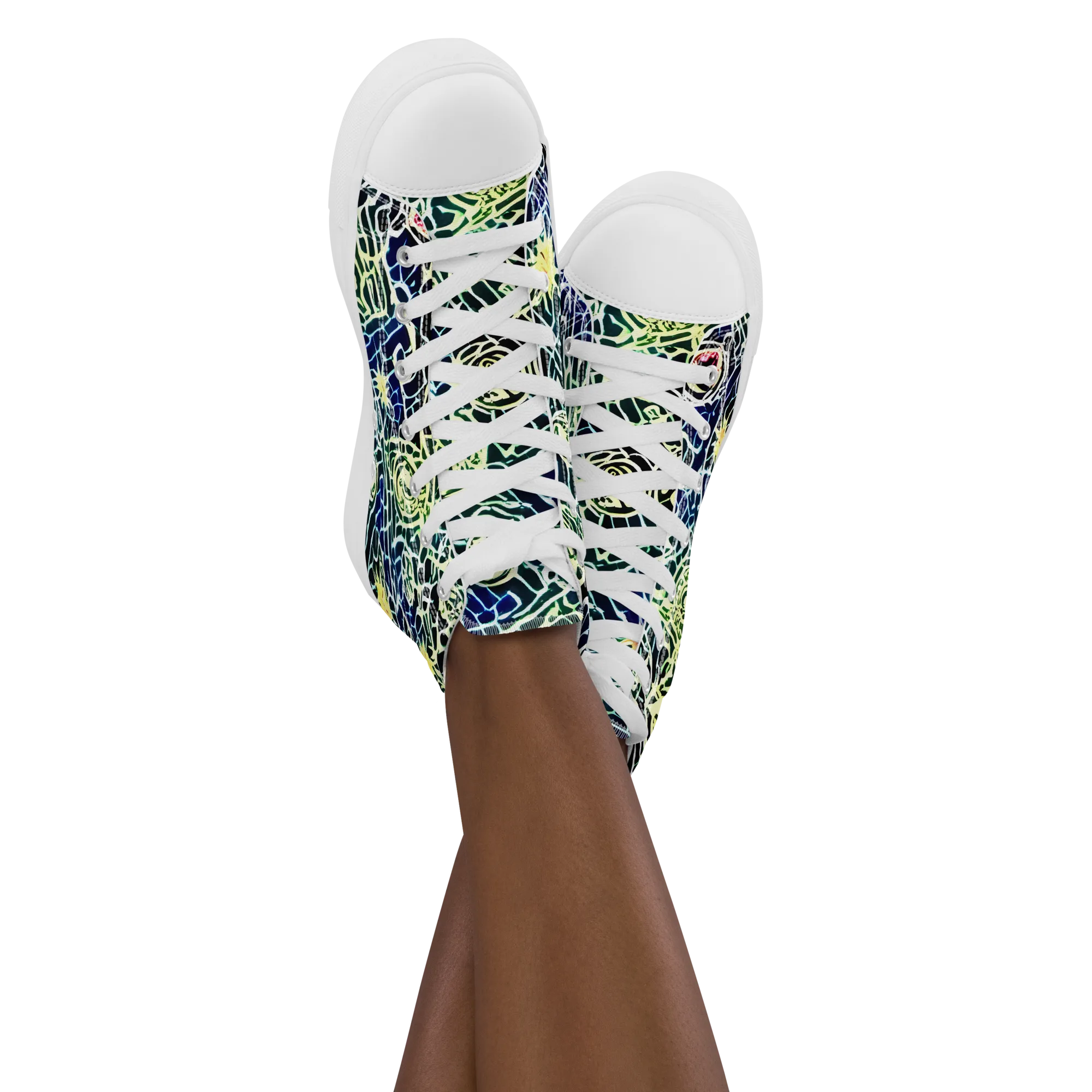 Midnight Watergarden on Women's High Top Canvas Shoes — Front