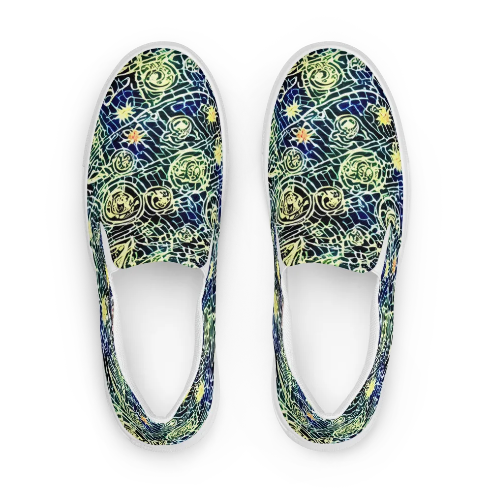 Midnight Watergarden on Men's Slip-On Canvas Shoes — Front