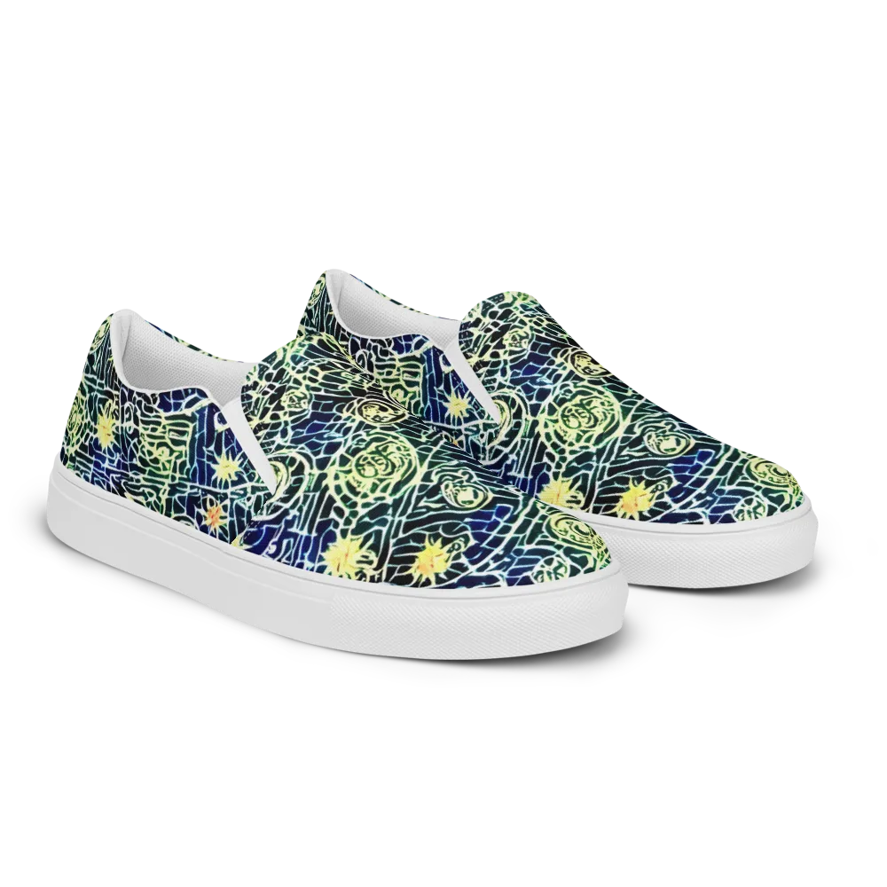 Midnight Watergarden on Men's Slip-On Canvas Shoes — Right Front