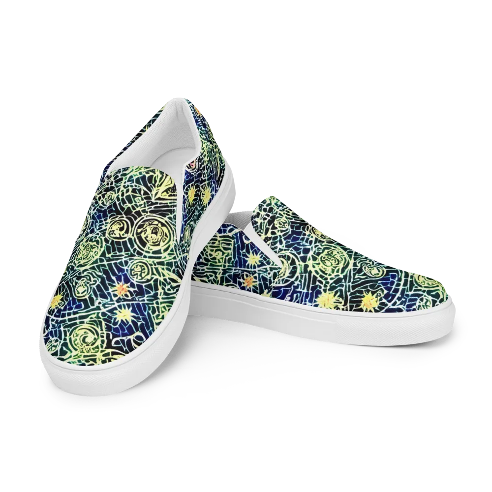 Midnight Watergarden on Men's Slip-On Canvas Shoes — Left Front