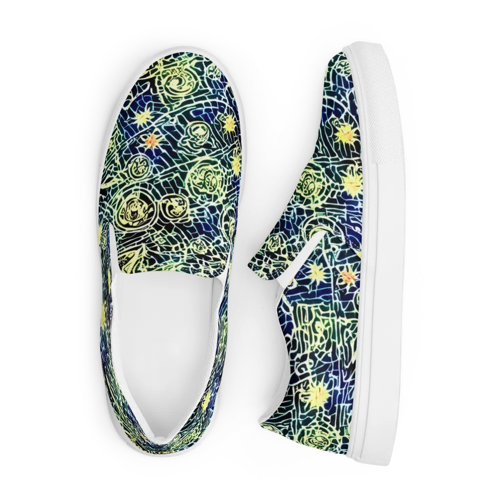 Midnight Watergarden on Men's Slip-On Canvas Shoes — Front