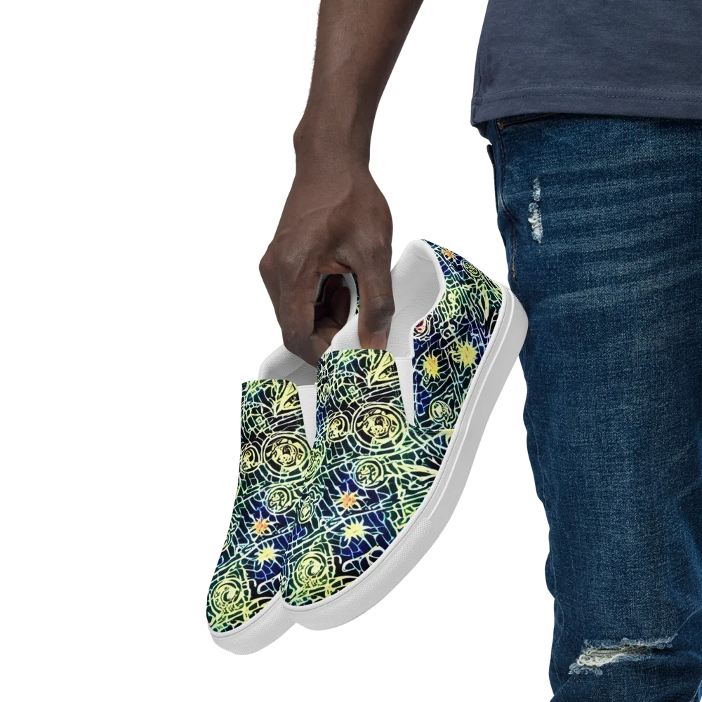 Midnight Watergarden on Men's Slip-On Canvas Shoes — Left Front