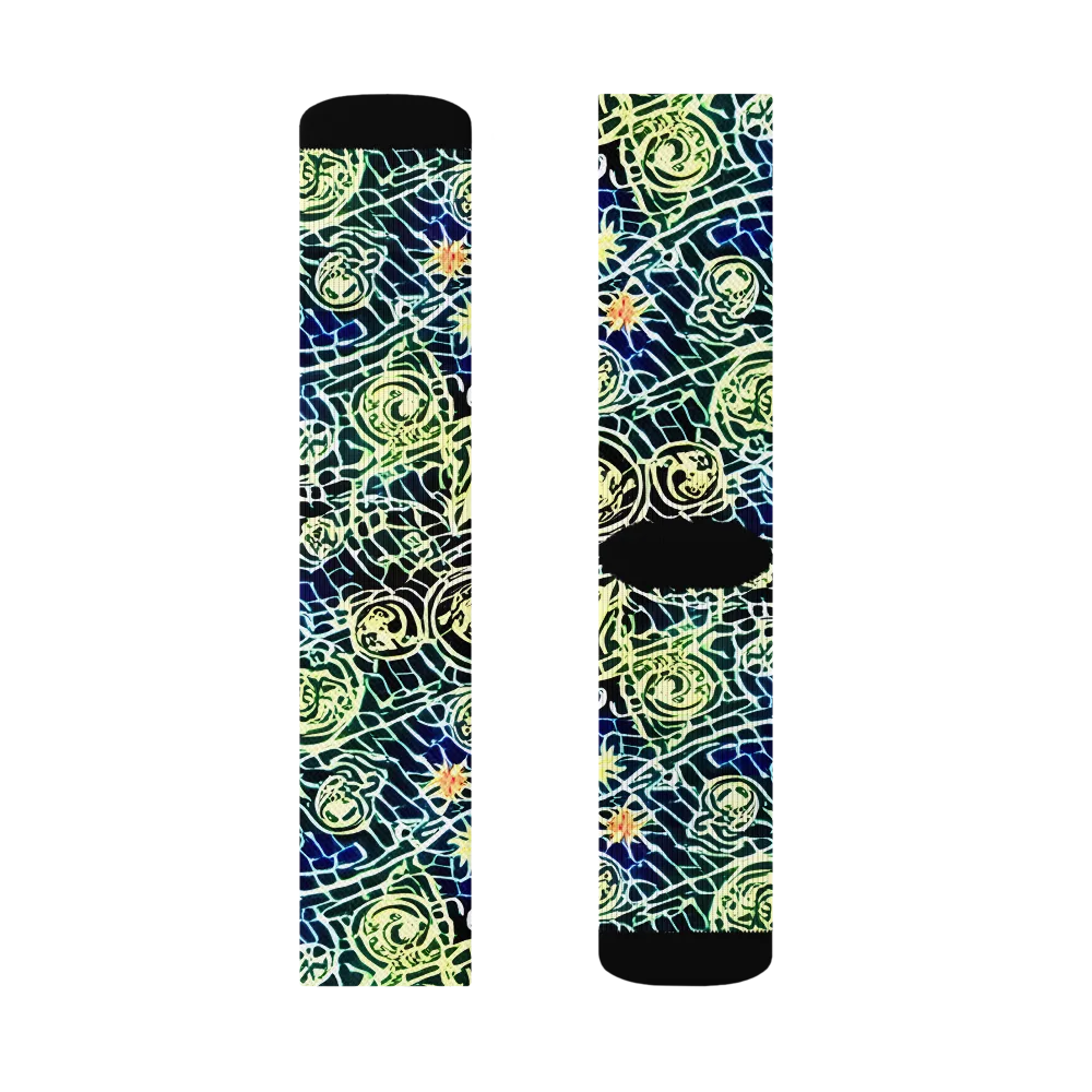 Midnight Watergarden on Socks — Left Sock
