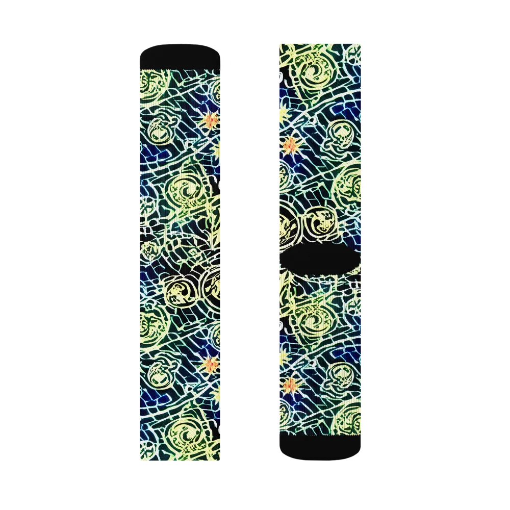 Midnight Watergarden on Socks — Right Sock