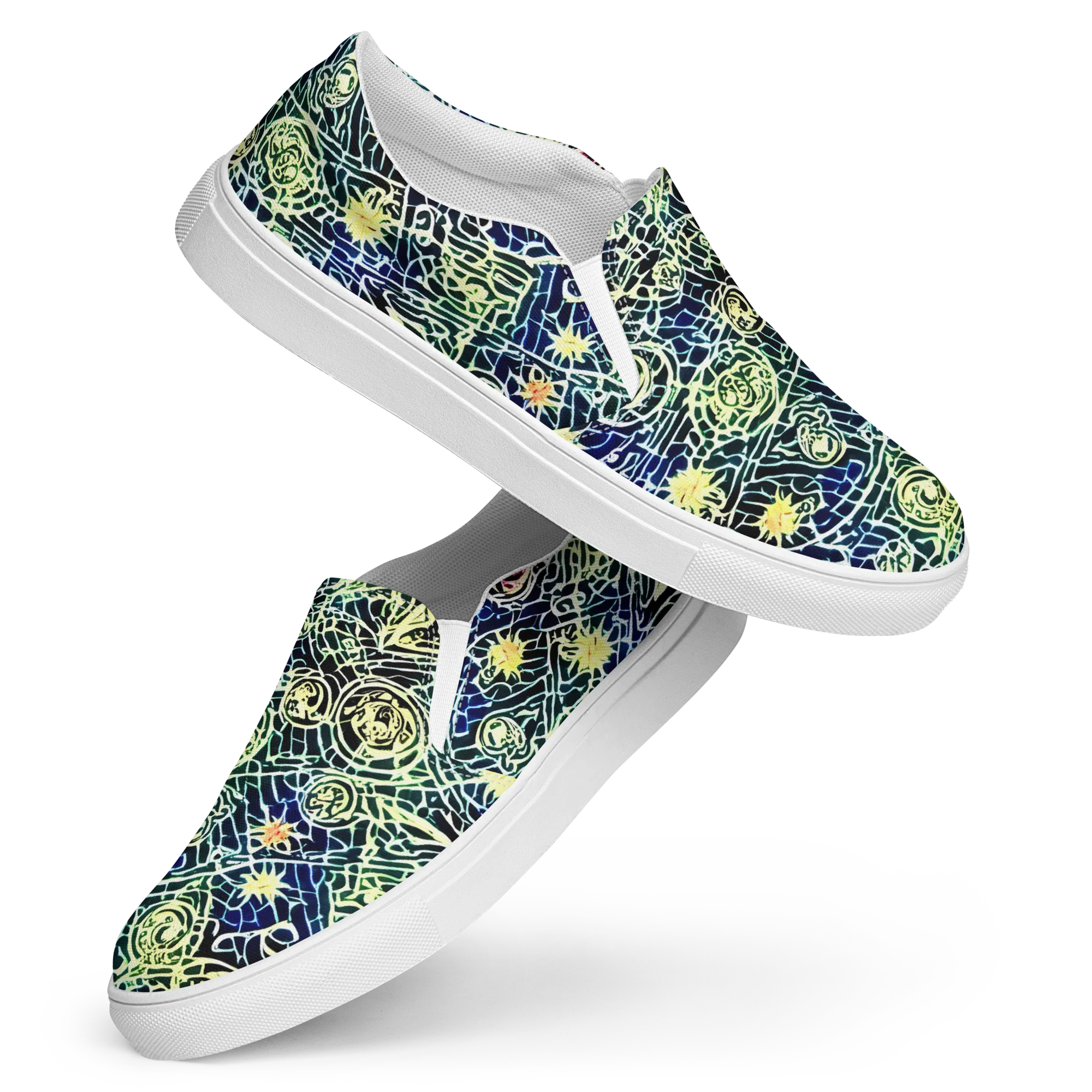 Midnight Watergarden on Women's Slip-On Canvas Shoes — Front