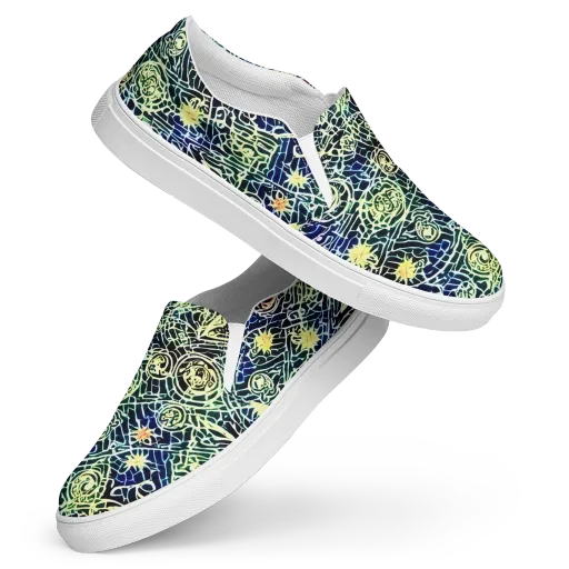Midnight Watergarden on a Women's Slip-On Canvas Shoes