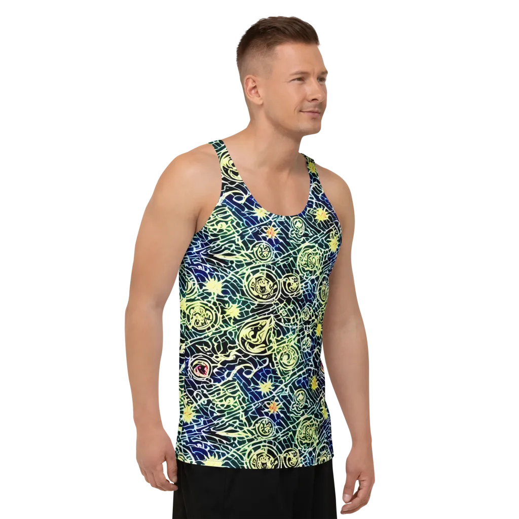 Midnight Watergarden on Men's Tank Top — Right Front