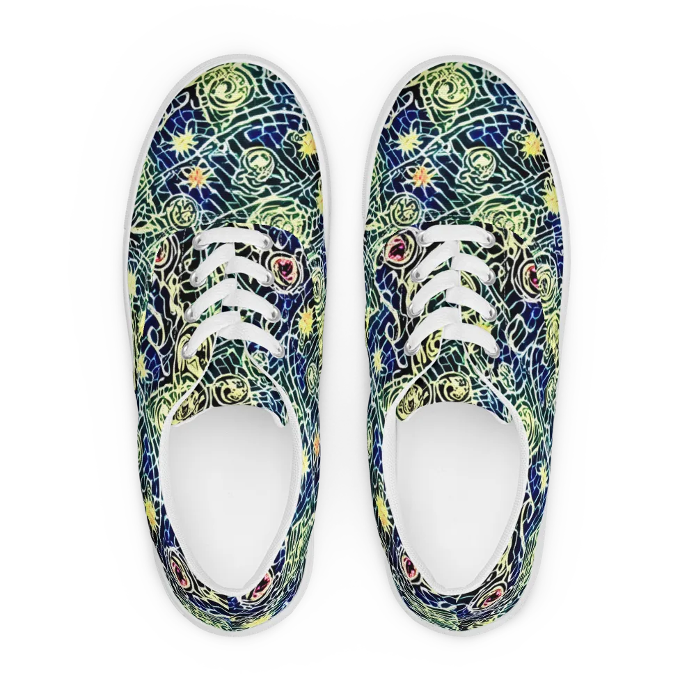 Midnight Watergarden on Men's Lace-Up Canvas Shoes — Front