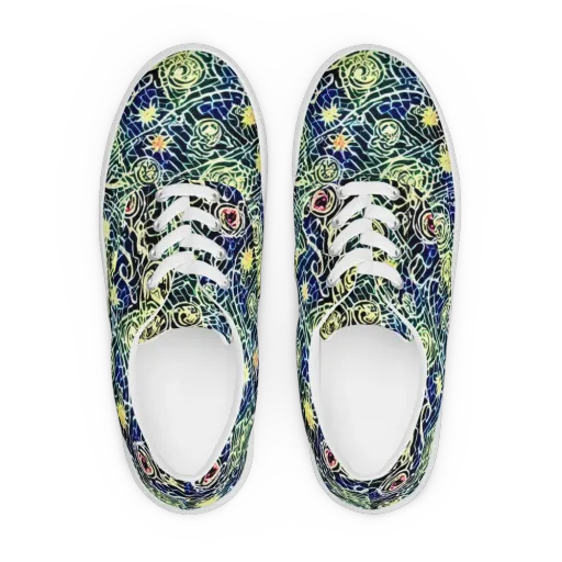 Midnight Watergarden on a Men's Lace-Up Canvas Shoes