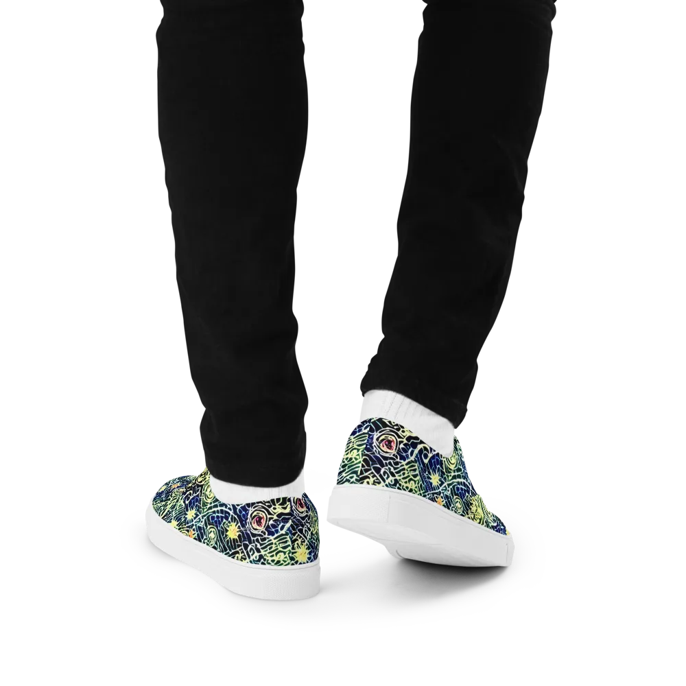 Midnight Watergarden on Men's Lace-Up Canvas Shoes — Back