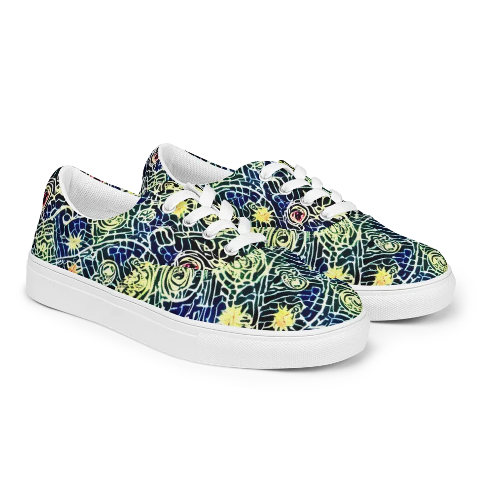 Midnight Watergarden on Men's Lace-Up Canvas Shoes — Right Front