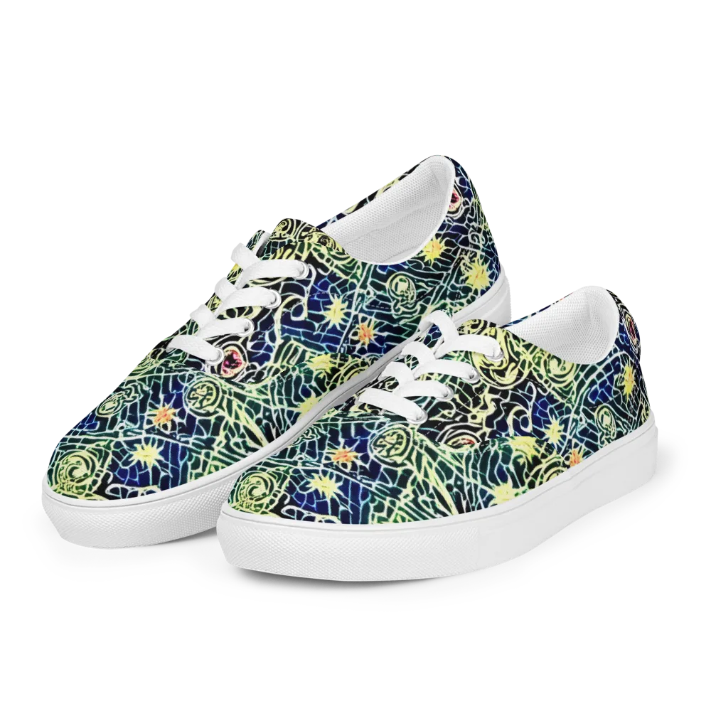 Midnight Watergarden on Men's Lace-Up Canvas Shoes — Left Front
