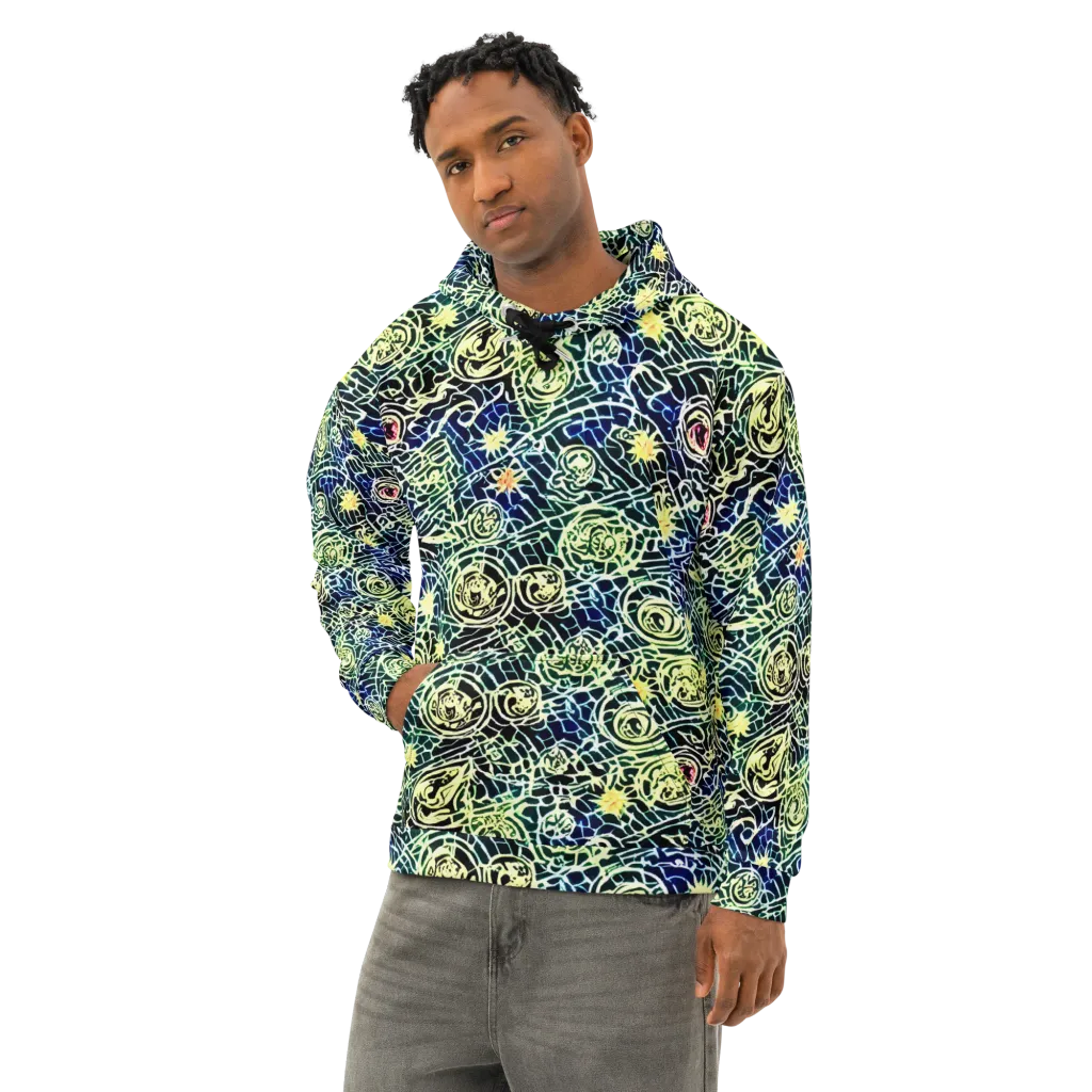Midnight Watergarden on Cotton Hoodie — Left Front
