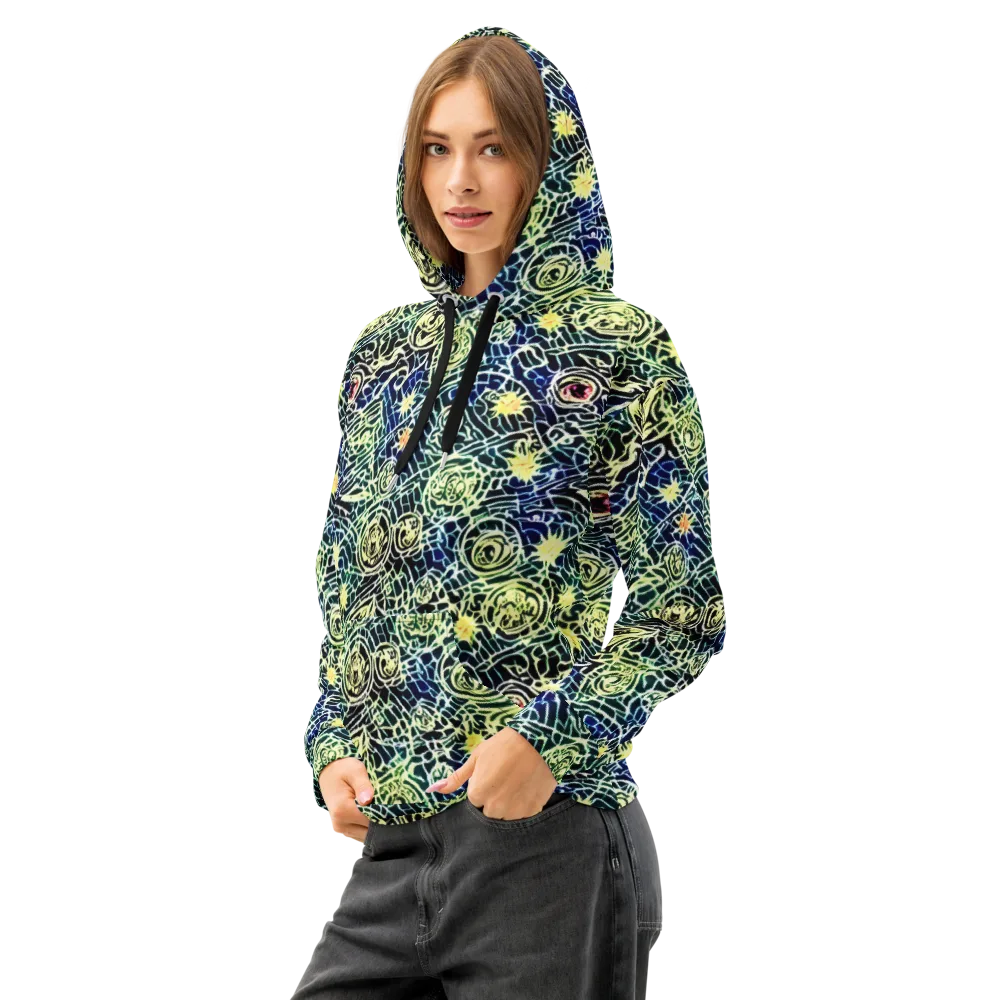 Midnight Watergarden on Cotton Hoodie — Left Front