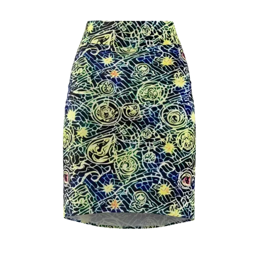 Midnight Watergarden on a Pencil Skirt