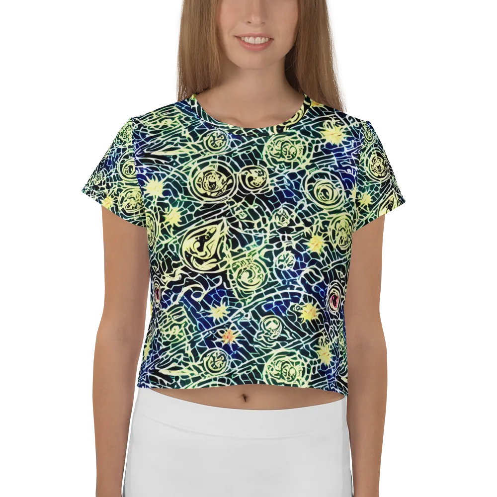 Midnight Watergarden on Crop Tee — Front