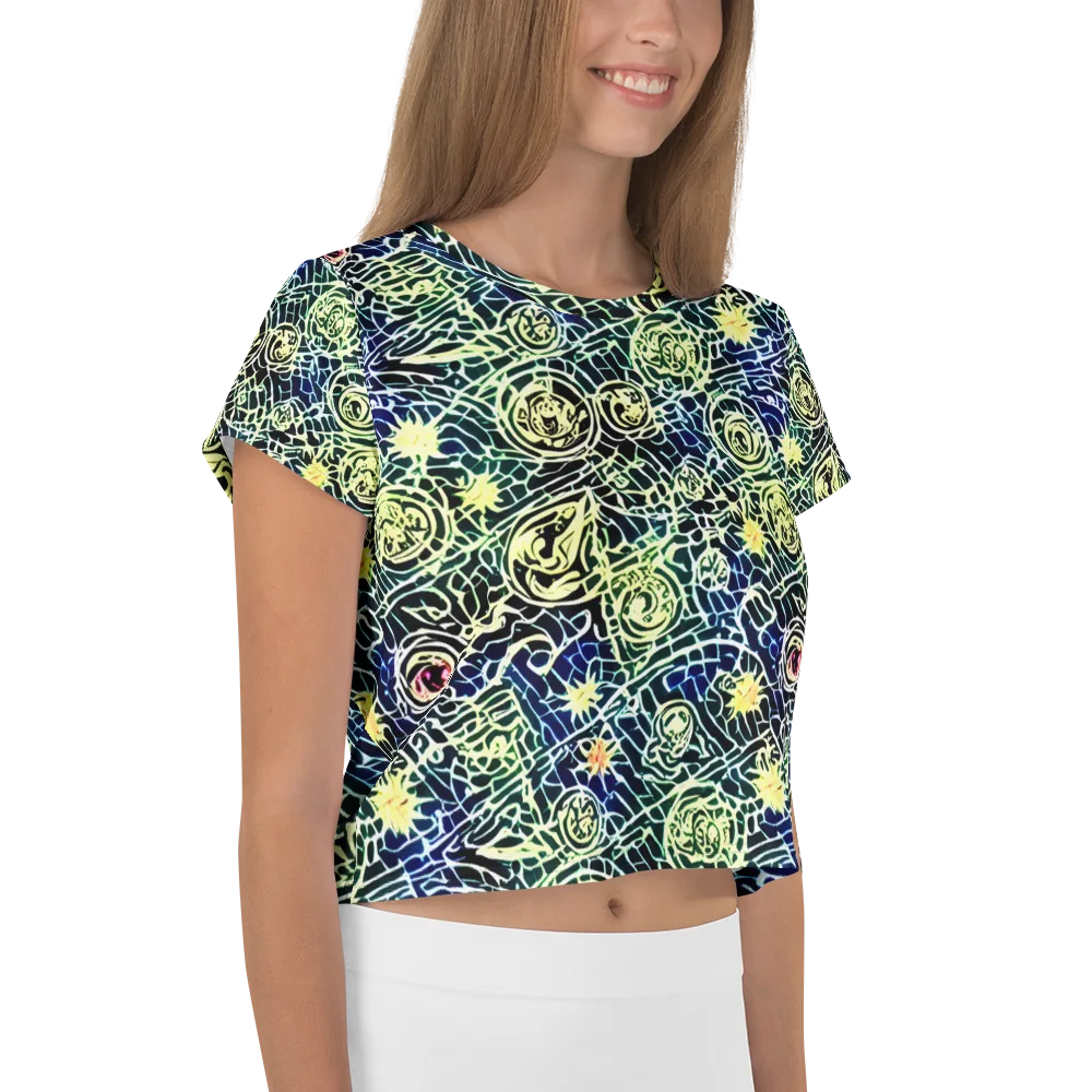 Midnight Watergarden on Crop Tee — Right
