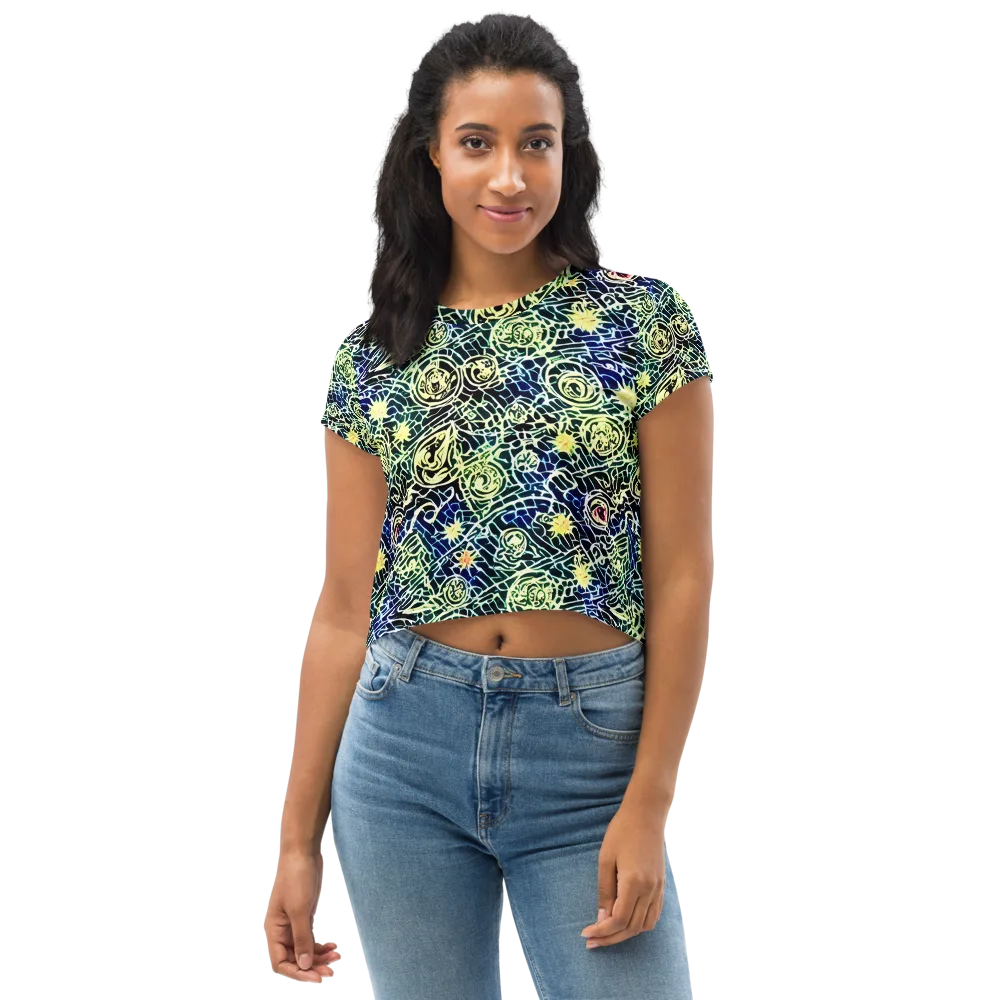 Midnight Watergarden on Crop Tee — Front