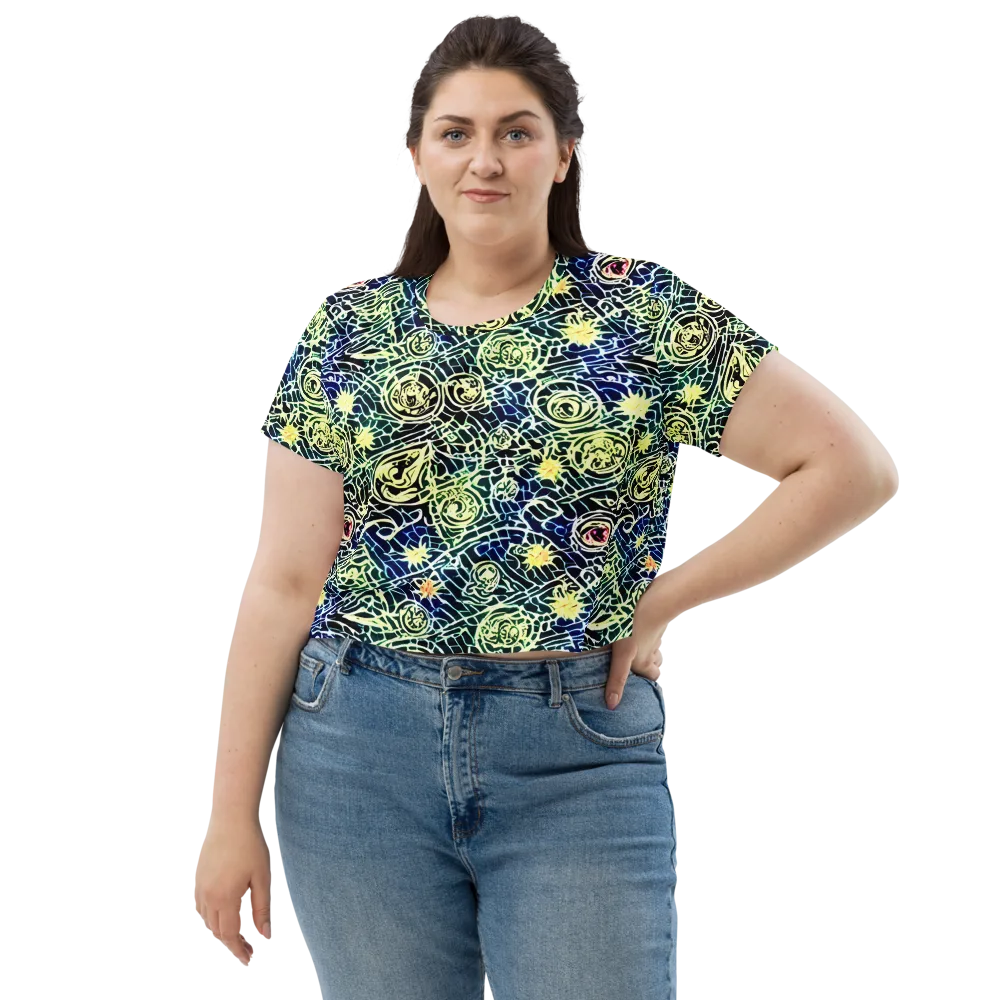Midnight Watergarden on Crop Tee — Front