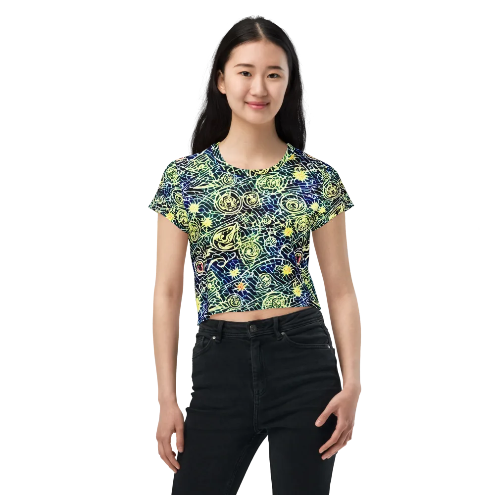 Midnight Watergarden on Crop Tee — Front