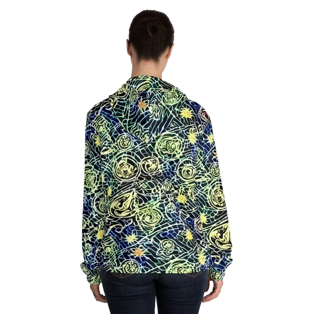 Midnight Watergarden on Women's Full-Zip Hoodie — Back On Person
